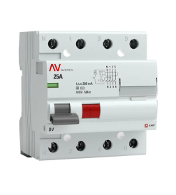 Устройство защитного отключения DV 4P 25А/300мА (S) EKF AVERES