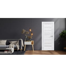 Дверное полотно Амати 01,400х2000,Экошпон,Сканди классик,стекло матовое