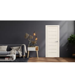 Дверь межкомнатная Амати 01,600х2000, Экошпон, Эшвайт,стекло матовое