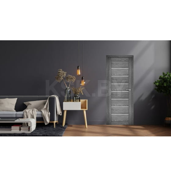Дверь межкомнатная Амати 01,900х2000, Экошпон, Дуб шале графит,стекло матовое