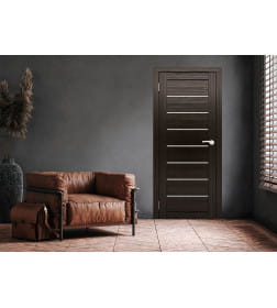 Дверь межкомнатная Амати 01,800х2000, Экошпон, Венге,стекло матовое