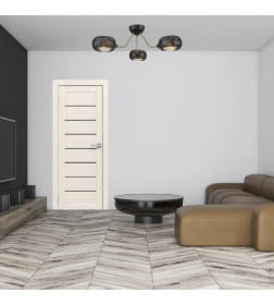 Дверь межкомнатная Амати 01,600х2000, Экошпон, Эшвайт,стекло черное