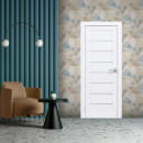 Дверь межкомнатная Амати 01,700х2000, Экошпон, Бьянко,стекло матовое