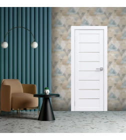 Дверь межкомнатная Амати 01,900х2000, Экошпон, Бьянко,стекло матовое