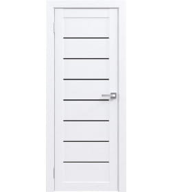 Дверь межкомнатная Амати 01,400х2000, Экошпон, Бьянко,стекло черное