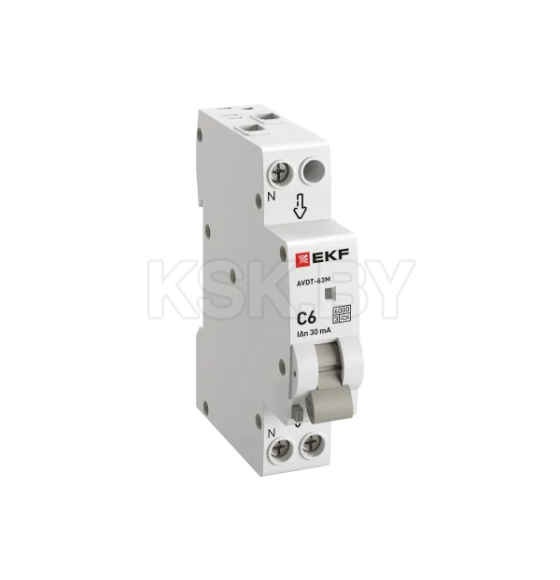Выключатель автоматический дифференциального тока АВДТ-63M 1P+N (18мм) 6А 30мА характеристика С тип A электронный 6кА PROXIMA EKF (D636EA06C30) 