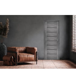 Дверь межкомнатная Амати 01,900х2000, Экошпон, Дуб шале графит,стекло черное