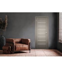 Дверь межкомнатная Амати 01,900х2000, Экошпон, Дымчатый дуб,стекло матовое