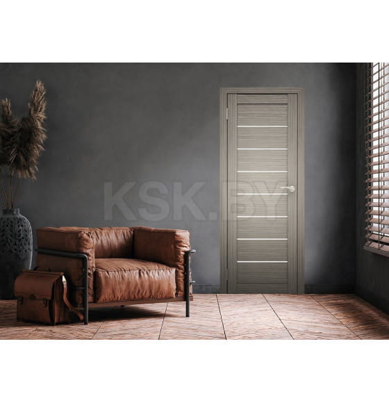 Дверь межкомнатная Амати 01,900х2000, Экошпон, Дымчатый дуб,стекло матовое