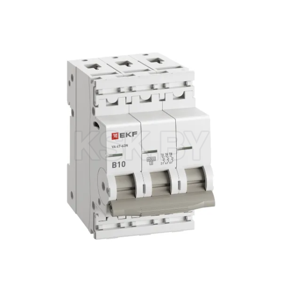 Выключатель автоматический 3P 10А (B) 6кА ВА 47-63N PROxima EKF (M636310B) 
