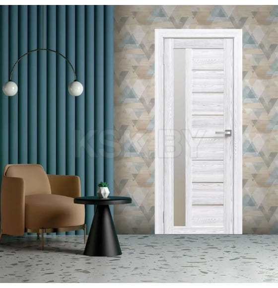 Дверь межкомнатная Амати 04, 800х2000, Экошпон,Сканди классик,стекло матовое