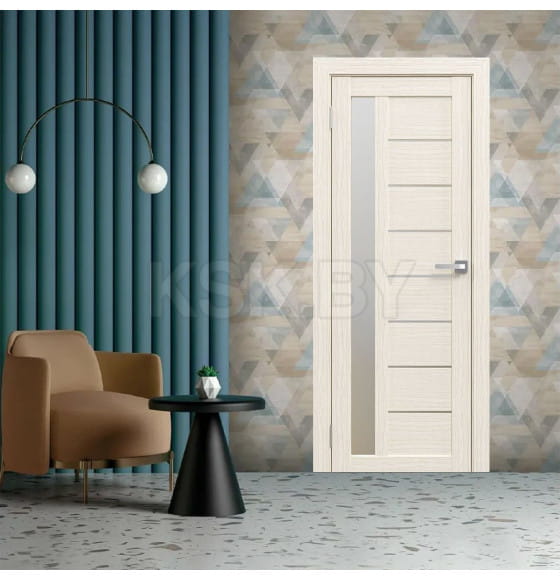 Дверь межкомнатная Амати 04,700х2000,Экошпон,Эшвайт,стекло матовое