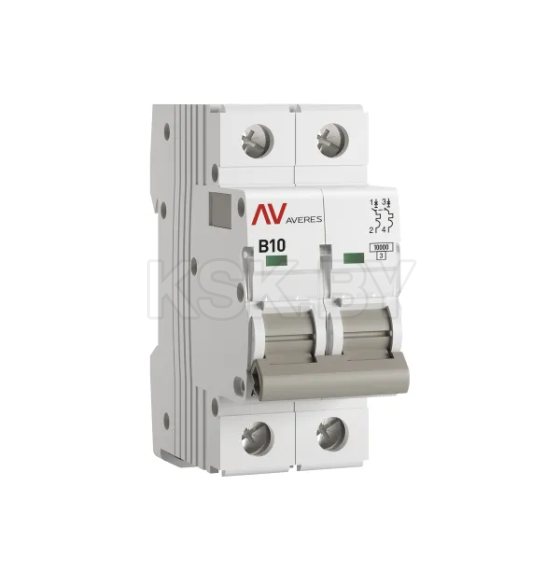 Выключатель автоматический AV-10 2P 10A (B) 10kA EKF AVERES (mcb10-2-10B-av) 