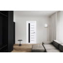 Дверь межкомнатная Амати 04, 600х2000, Экошпон, Бьянко,стекло черное