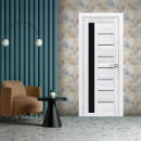 Дверь межкомнатная Амати 04, 600х2000, Экошпон,Сканди классик,стекло черное