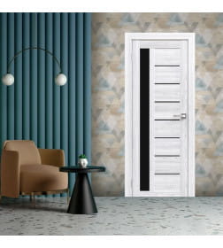 Дверь межкомнатная Амати 04, 600х2000, Экошпон,Сканди классик,стекло черное