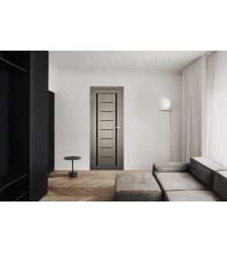 Дверь межкомнатная Амати 06, 400х2000, Экошпон, Дымчатый дуб, мателюкс черное