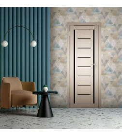 Дверь межкомнатная Амати 06, 600х2000, Экошпон, Белёный дуб, мателюкс черное