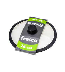 Крышка стеклянная 26 см с силиконовым ободом HEBAKY25006