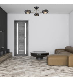 Дверь межкомнатная Амати 06,800х2000,Экошпон,Дуб шале-графит,стекло матовое