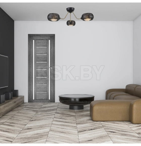 Дверь межкомнатная Амати 06,800х2000,Экошпон,Дуб шале-графит,стекло матовое