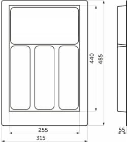 Лоток для столовых приборов 400 PIXEL 315х485мм,графит