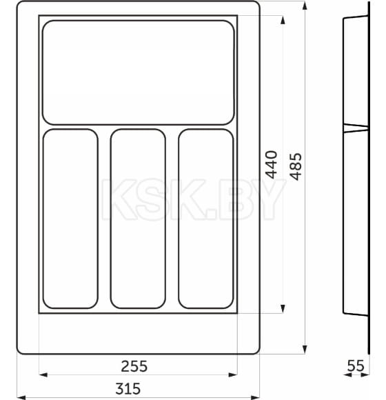 Лоток для столовых приборов 400 PIXEL 315х485мм,графит (117238) 