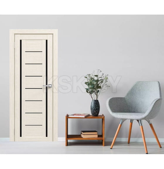 Дверь межкомнатная Амати 06, 800х2000, Экошпон, Эшвайт, мателюкс черное