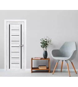 Дверь межкомнатная Амати 06, 600х2000, Экошпон,Сканди классик,стекло черное