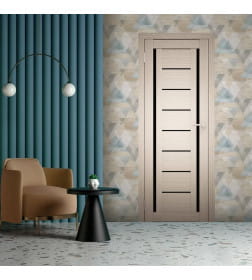 Дверь межкомнатная Амати 06, 700х2000, Экошпон, Белёный дуб, мателюкс черное