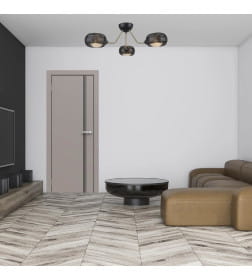 Дверное полотно "Line" 3 ,2000х700х38мм,Капучино,черный молдинг