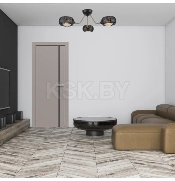 Дверное полотно "Line" 3 ,2000х700х38мм,Капучино,черный молдинг