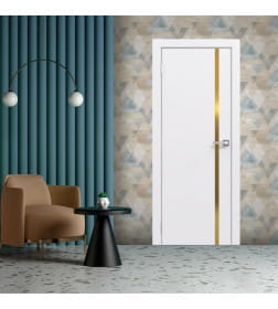 Дверное полотно "Line" 2 ,2000х800х38мм,Эмаль,Белый,золотой молдинг