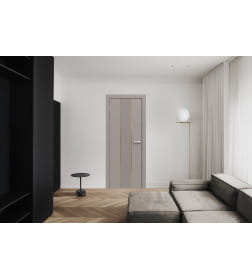 Дверное полотно "Line" 4 ,2000х800х38мм,Капучино,золотой молдинг