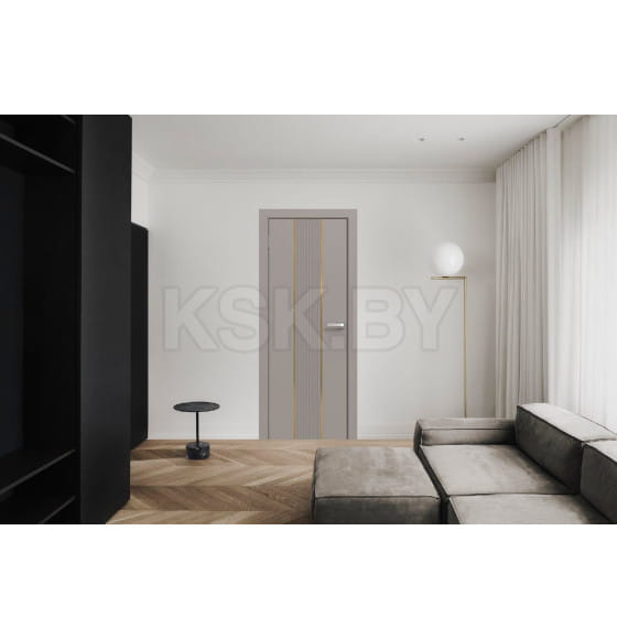 Дверное полотно "Line" 4 ,2000х800х38мм,Капучино,золотой молдинг