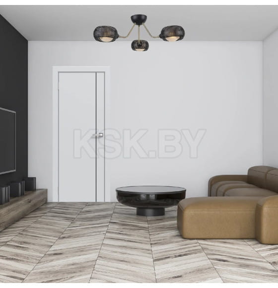 Дверное полотно "Line" 1 ,2000х900х38мм,Эмаль,Белый,черный молдинг