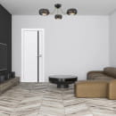 Дверное полотно "Line" 2 ,2000х700х38мм,Эмаль,Белый,черный молдинг