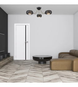 Дверное полотно "Line" 2 ,2000х600х38мм,Эмаль,Белый,черный молдинг