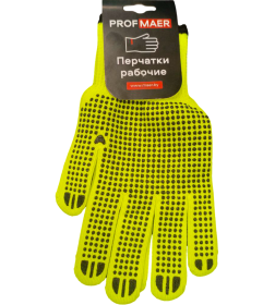 Перчатки из полиэстра с ПВХ покрытием "ТОЧКА" 10кл. вязки "САЛАТОВЫЕ" с внутр. ворсовым начесом (с ярлыкодержателем) PROFMAER