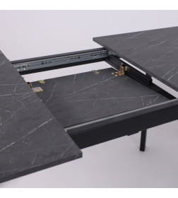 Стол AV 1209/1, ЛМДФ, раздвижной 1200(1600)*800 Мрамор Пьетра Графитовый/черный