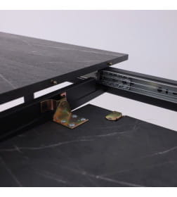 Стол AV 1209/1, ЛМДФ, раздвижной 1200(1600)*800 Мрамор Пьетра Графитовый/черный