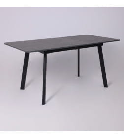 Стол AV 1209/1, ЛМДФ, раздвижной 1200(1600)*800 Мрамор Пьетра Графитовый/черный