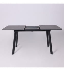Стол AV 1209/1, ЛМДФ, раздвижной 1200(1600)*800 Мрамор Пьетра Графитовый/черный