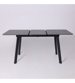 Стол AV 1209/1, ЛМДФ, раздвижной 1200(1600)*800 Мрамор Пьетра Графитовый/черный