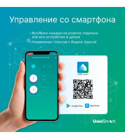 Умный сетевой разветвитель Wi-Fi 2 гнезда16A До 3680Вт USH-A102 2G-WF WHITE Uniel