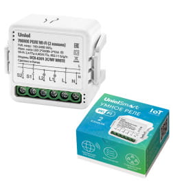 Умное реле Wi-Fi 2 канала 100-240В 2x10А 2x2200Вт 2x250Вт Uniel
