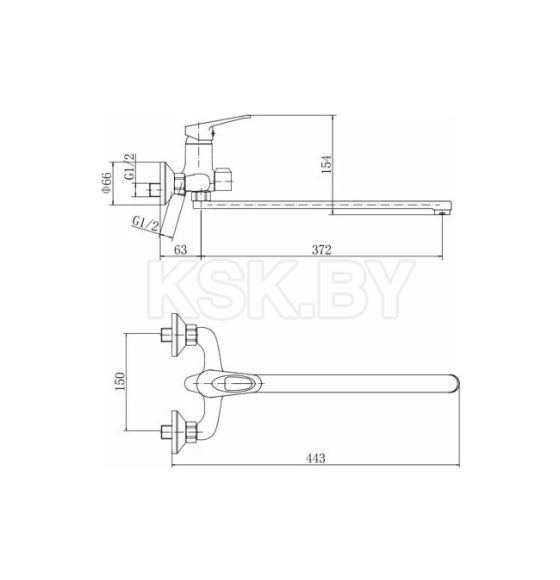 Смеситель для ванны и душа хром Fashun A2213 (A2213) 