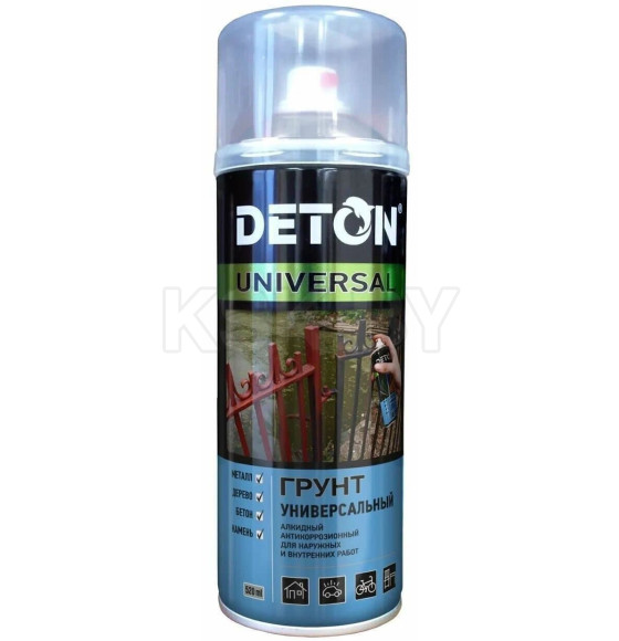 Грунт аэрозольный алкидный DETON UNIVERSAL атмосферостойкий, черный, 520 мл
