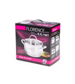 Кастрюля "FLORENCE" 6,1 л с крышкой арт 89250
