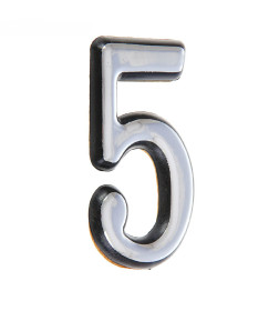 Цифра дверная АЛЛЮР большая пластик "5" хром